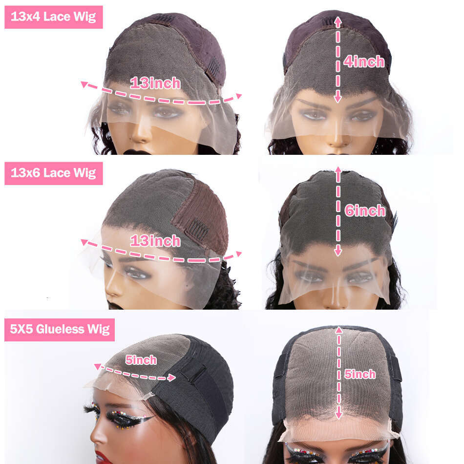 30 40 Inch 250 Density 13x6 Hd Lace Frontal Wig Water Deep Wave Human Hair Glueless 5x5 Curly Closure Wigs For Black Women