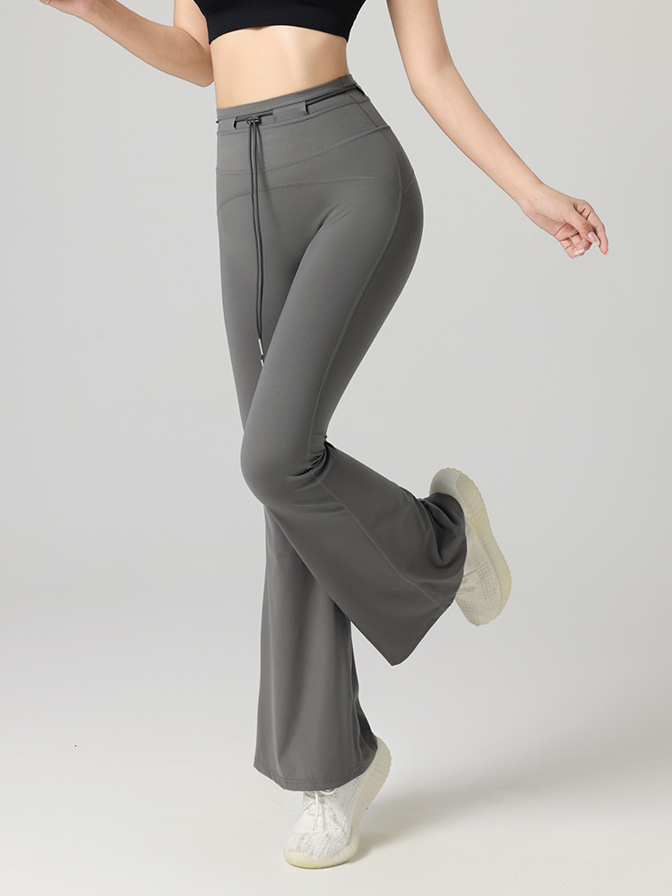 Nude Feeg Quick Drying Fiess Drawstring Hip Lifting High Waist Slim Fitting Yoga Pants Woman