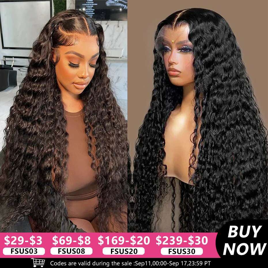 Deep Wave HD Front 100% Human Wig Kinky Curly 200% 13x4 13x6 Lace Frontal Wigs For Woman Indian Remy Hair Pre Plucked