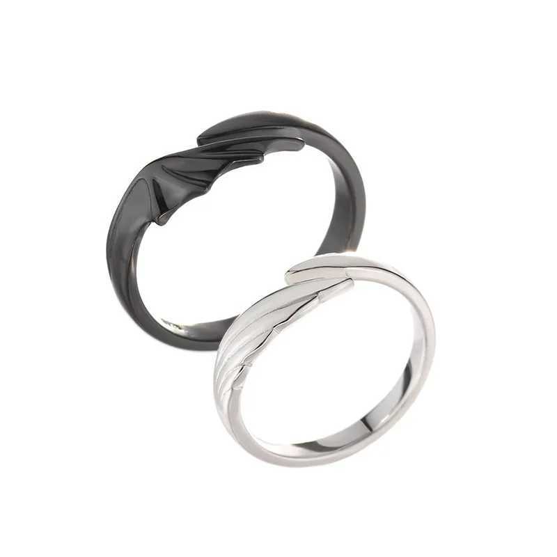 New hot sale couple silver color black color angel devil wings adjustable ring gift J450X240921