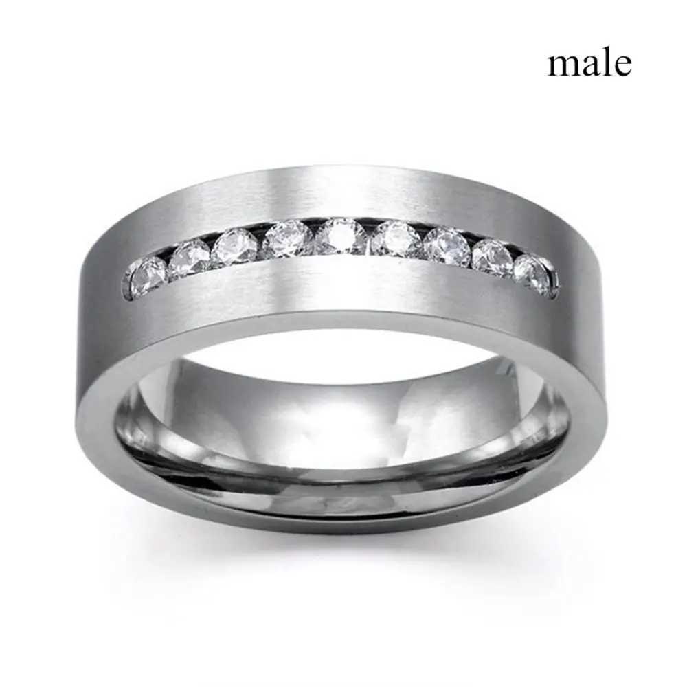 2023 Fashion Silver Color Couple Rings for Lovers Cute Heart Rhinestones Women Rings Set Trendy Zircon Men Rings Wedding BandX240921