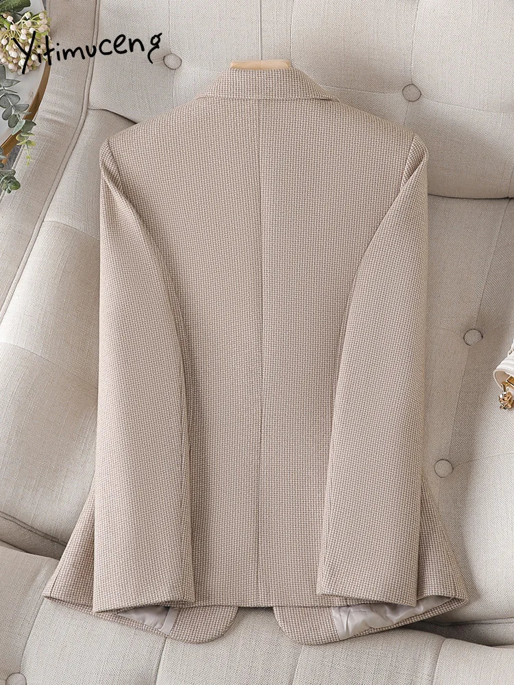 Yitimuceng Fashion Blazer Women Korean Long Sleeve Single Button Slim Jackets Office Ladies Elegant Casual Y2k Coats 240918
