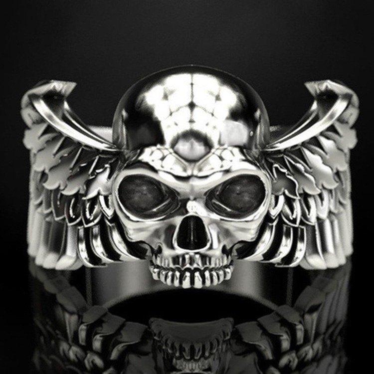 Zinc alloy mechanical skull ring for men European and American pop punk style Mosaic ring