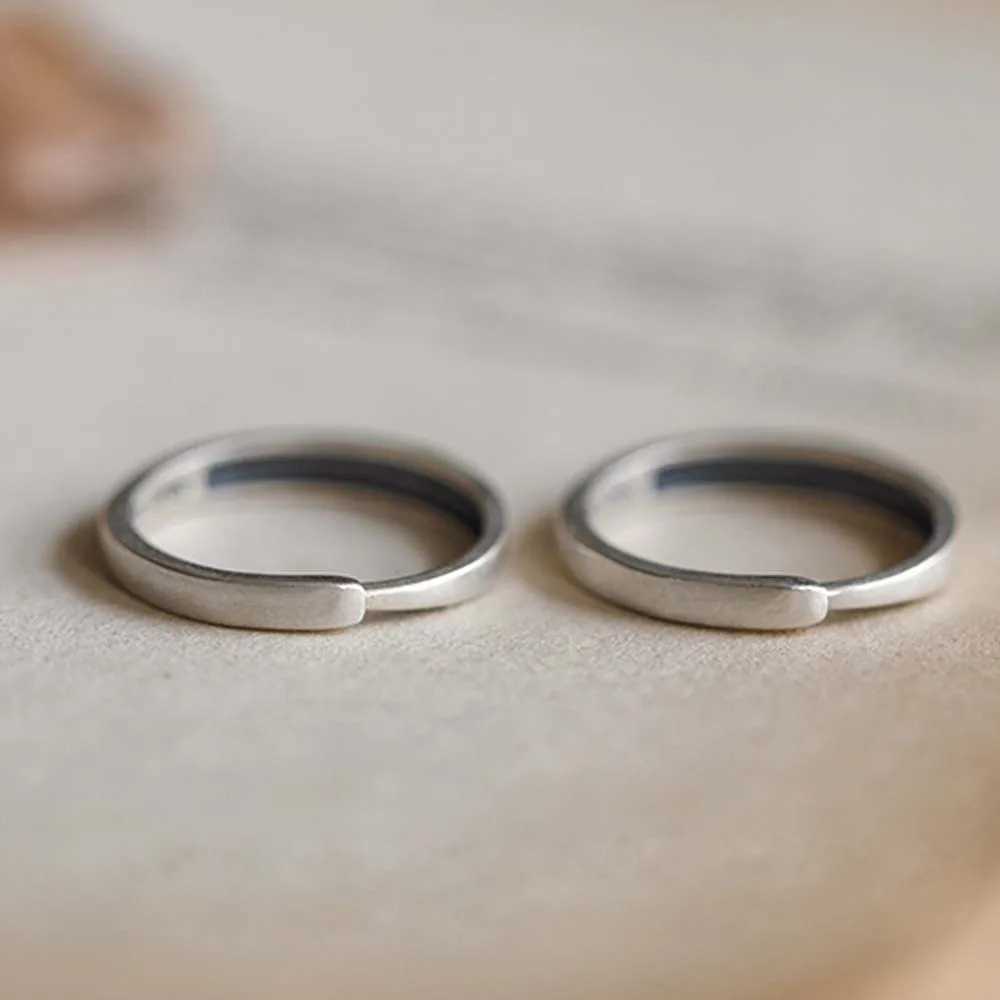 Retro Sun Moon Couple Ring Minimalist Silver Color Opening Rings For Men Women Korean Style Personality Finger RingsX240921