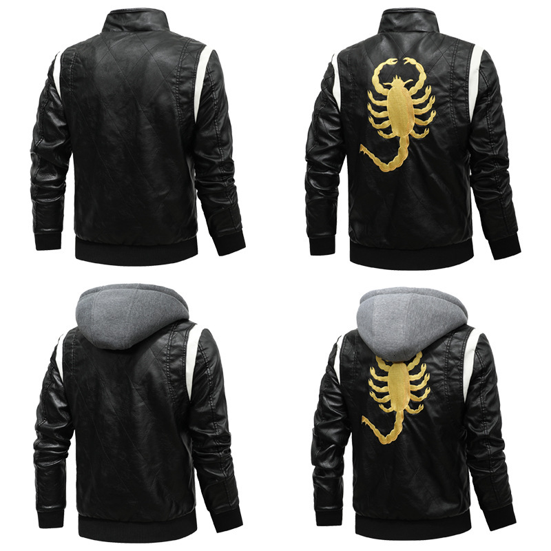 2023 Autumn Winter Men's Jacket High Quality Korea Fashion Youth Hooded Leather Coats EUR Size 3Xl Blouson Homme Hiver
