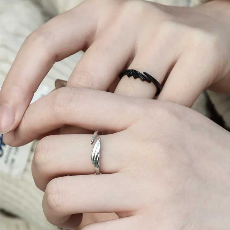 2Pcs Anime Angel Demon Couple Rings for Women Men Fashion Animal Adjustable Open Ring Promise Matching Couple Ring Party GiftsX240921