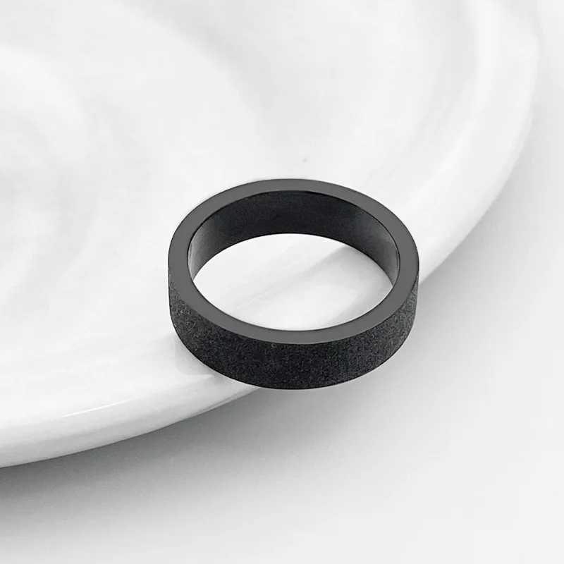 Simple 3mm 5mm Woman Mens Couple Black Titanium Ring Matte Finished Finger Ring Jewelry for Male Wedding Bands GiftX240921