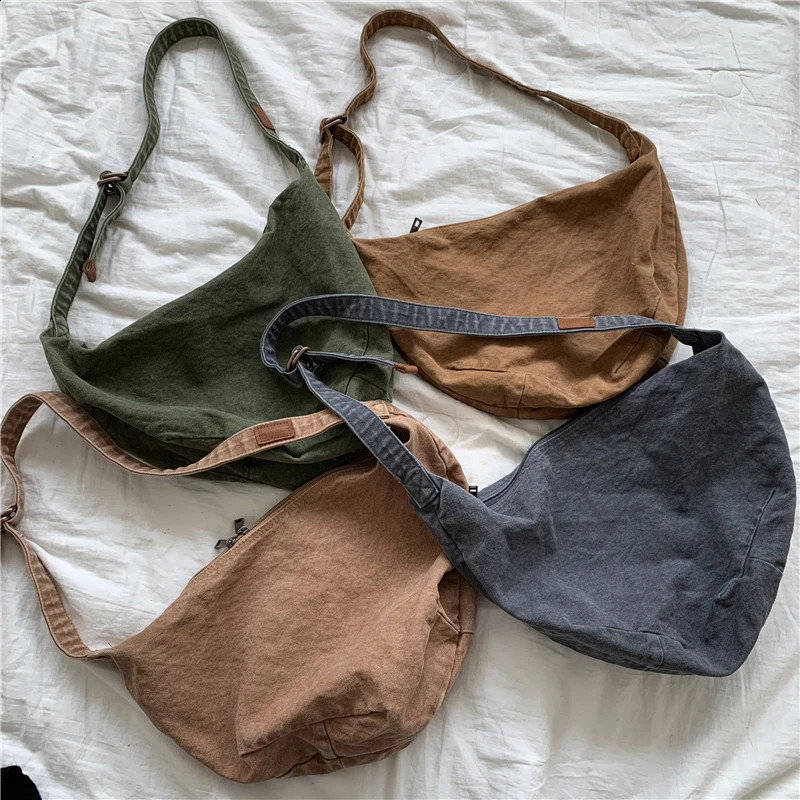 Retro Canvas Crossbody Dumpling Bags Casual Women Korean Simple Versatile Shoulder Bag Fashion Bolsas Female 240918