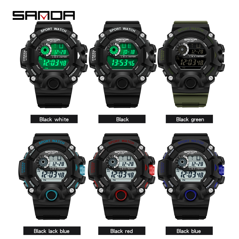 SANDA Digital LED Watch Men Waterproof Sport Men 326 Watch Luxury Brand MilitaryWristwatch For Male Clock Relogio Masculino 03