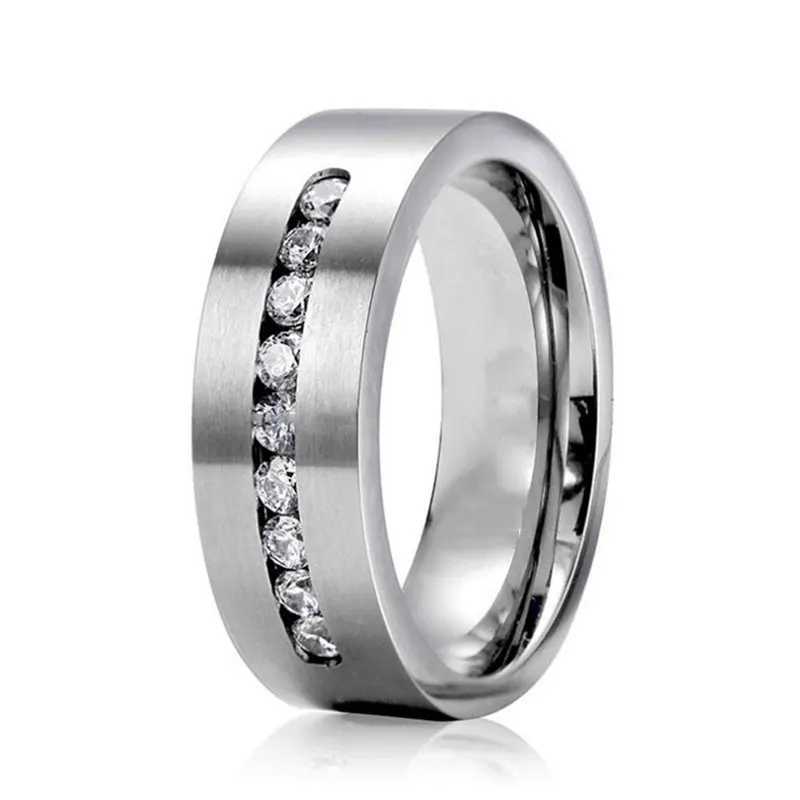 2023 Fashion Silver Color Couple Rings for Lovers Cute Heart Rhinestones Women Rings Set Trendy Zircon Men Rings Wedding BandX240921