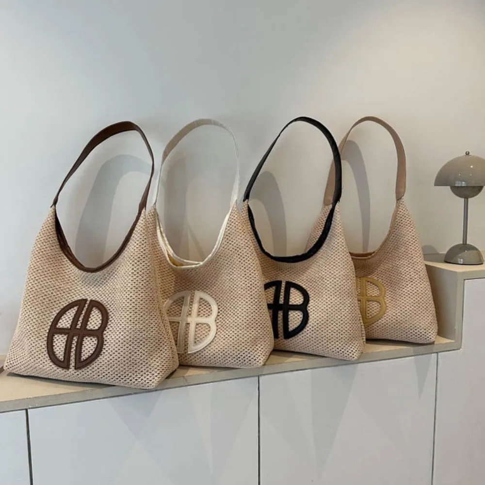Large Capacity Retro Straw Bag Woven Beach Bag TLXT Trendy Lady Designer Shoulder Bag Underarm Bag Daily Shopping Bag Totes