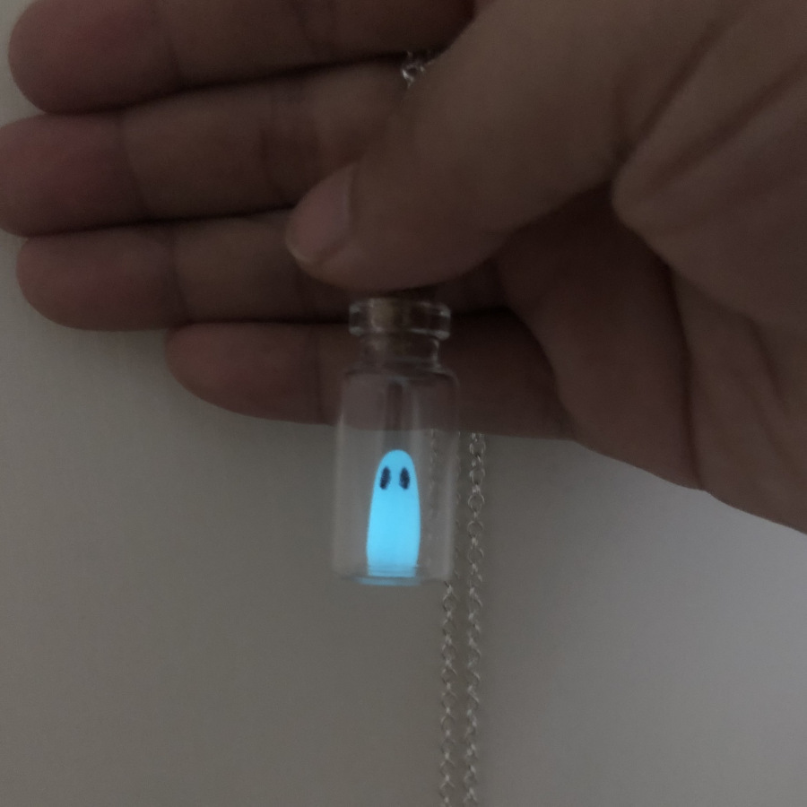 Halloween Drift Bottle Luminous Ghost Necklace Ornament Free shipping
