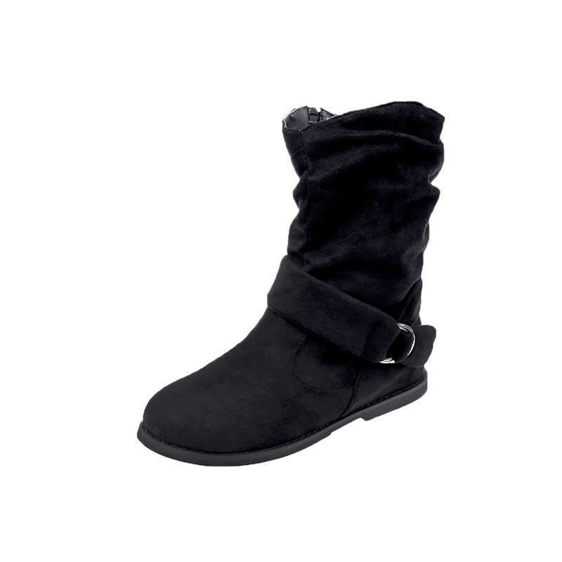 Botines Suede and Calf Fashion Fall Low Heel Foot Cover British Wind Platform Boot Large Size Women Shoe