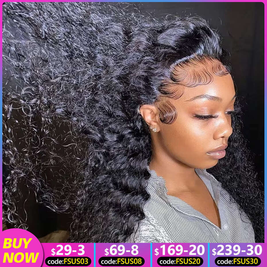 13x4 13x6 Deep Transparent Lace Frontal Wigs Brazilian Human Remy Curly Hair For Black Women Water Wave On Sale