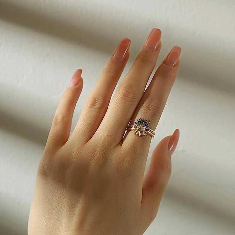 Fashion Sun Moon Star Rings For Women Temperament Adjutment Sparkling Couple Rings Set Finger Wedding Jewelry Charm GiftsX240921