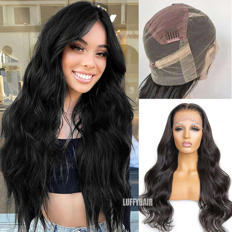 LUFFYHAIR Human Pre Plucked For Women Brazilian Remy Hair Wavy Transparent HD Full Lace Wigs