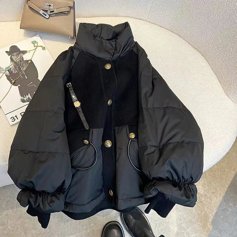 2024 Winter Large Size Parka Cotton Down Jacket High-Quality Thick Patchwork Jacket Black Zipper Coat Women 240914