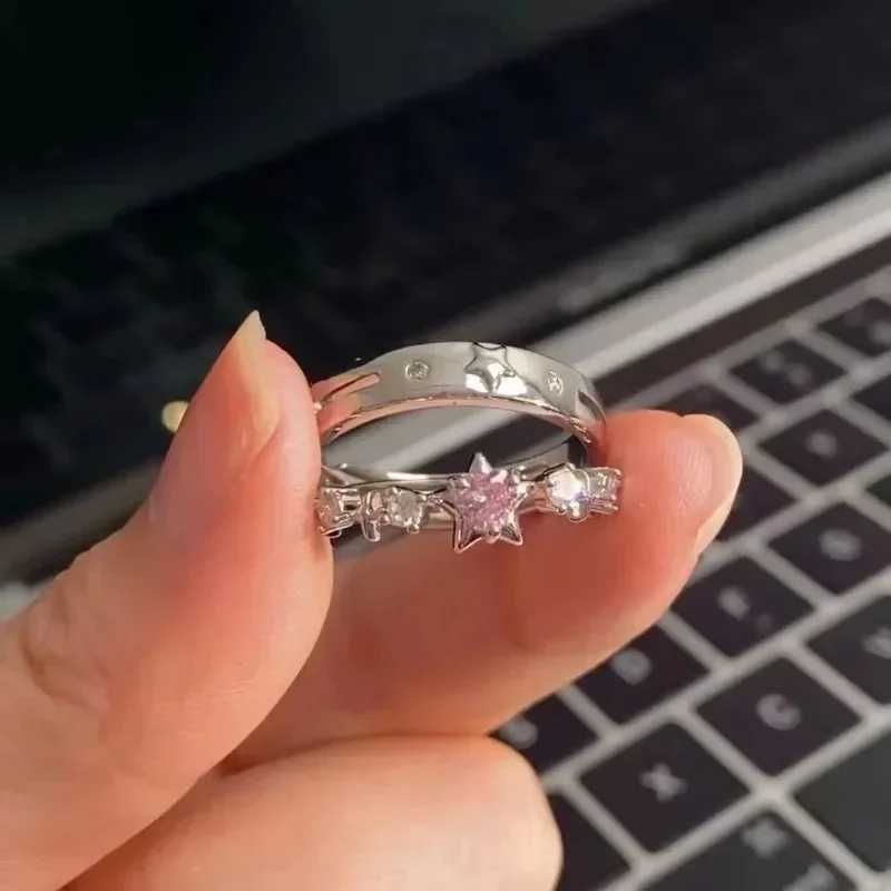 Y2K Star Ring for Women Men Simple Index Finger Rings Fashion Adjustable Pink Star Couple Rings Valentines Day Jewelry GiftX240921