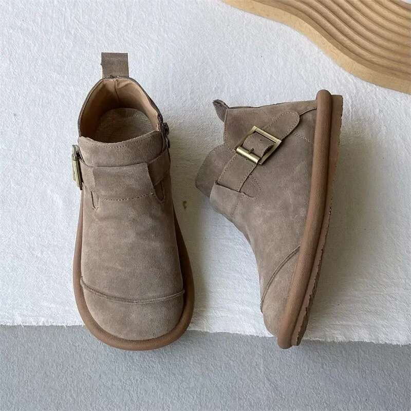 New Ankle Warm Anti-hair Snow Large Size Casual Flat Boots Non-Slip Plush Women's Shoes Slippers Winter