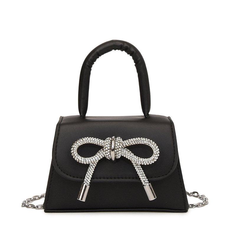 Bow shaped Korean style western-style small square bag Female 2024 new mini handbag Simple chain shoulder bag