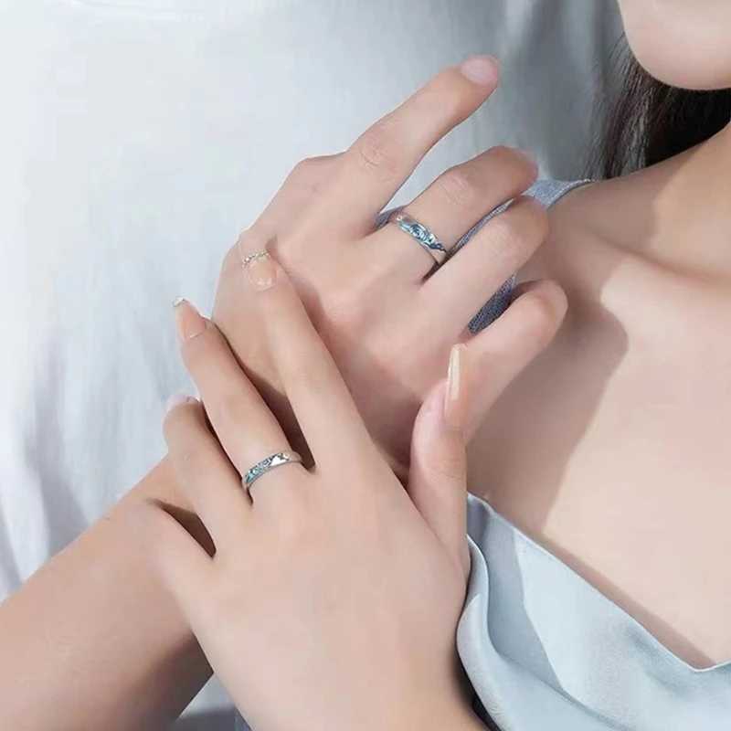 Fashion Van-Gogh Starry-Sky Couple Ring For Women Men Romance Finger Ring Adjustable Open Student Birthday Gift JewelryX240921