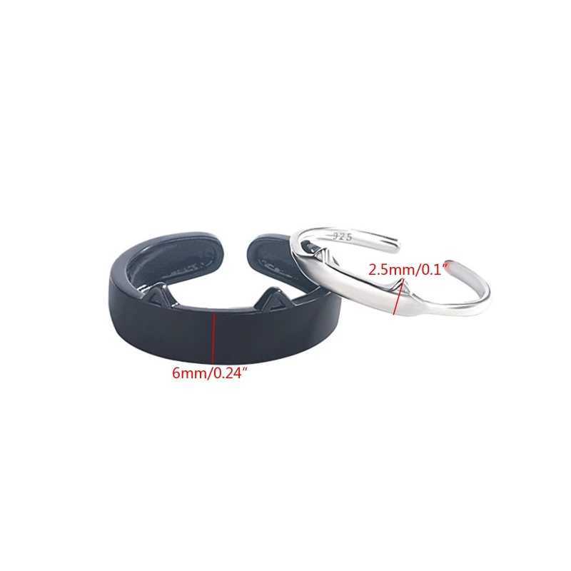 2Pcs White Black Cute Cat Rings Set Adjustable Cat Ears Animal Finger Ring Couple Cartoon Kitten Pet Gift Jewelry for Women TeenX240921