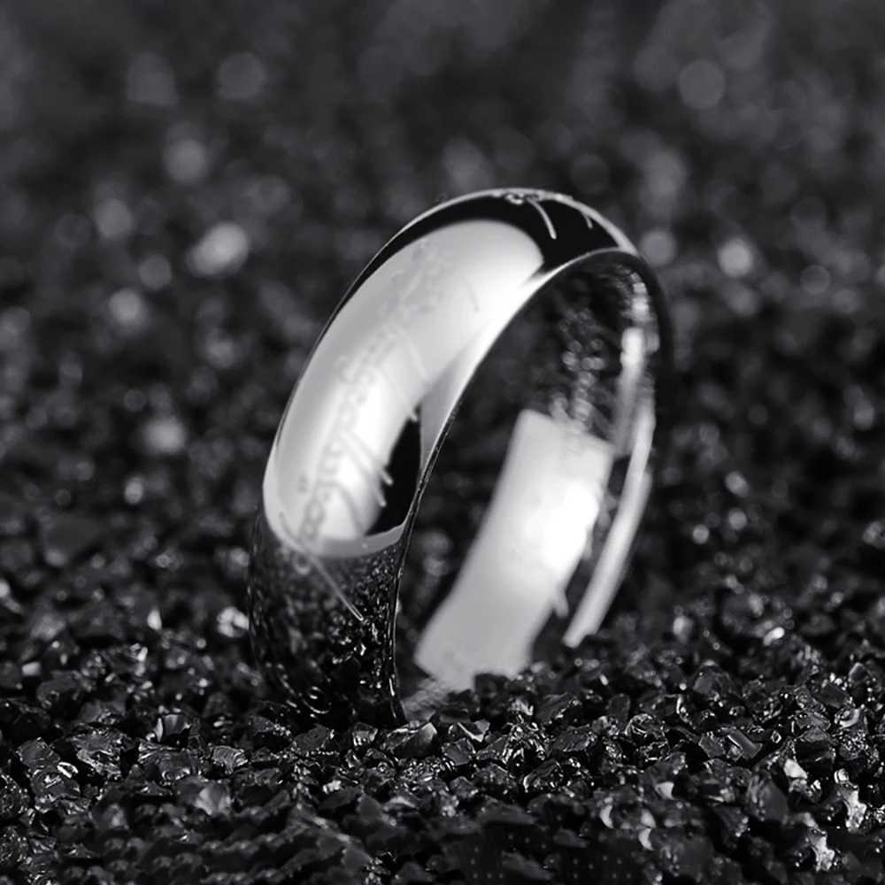 2024New Simple Stainless Steel Domineering Lord of the Ring Of Power 3D Carved Couple Rings Fashion Vintage Male Jewelry GiftsX240921