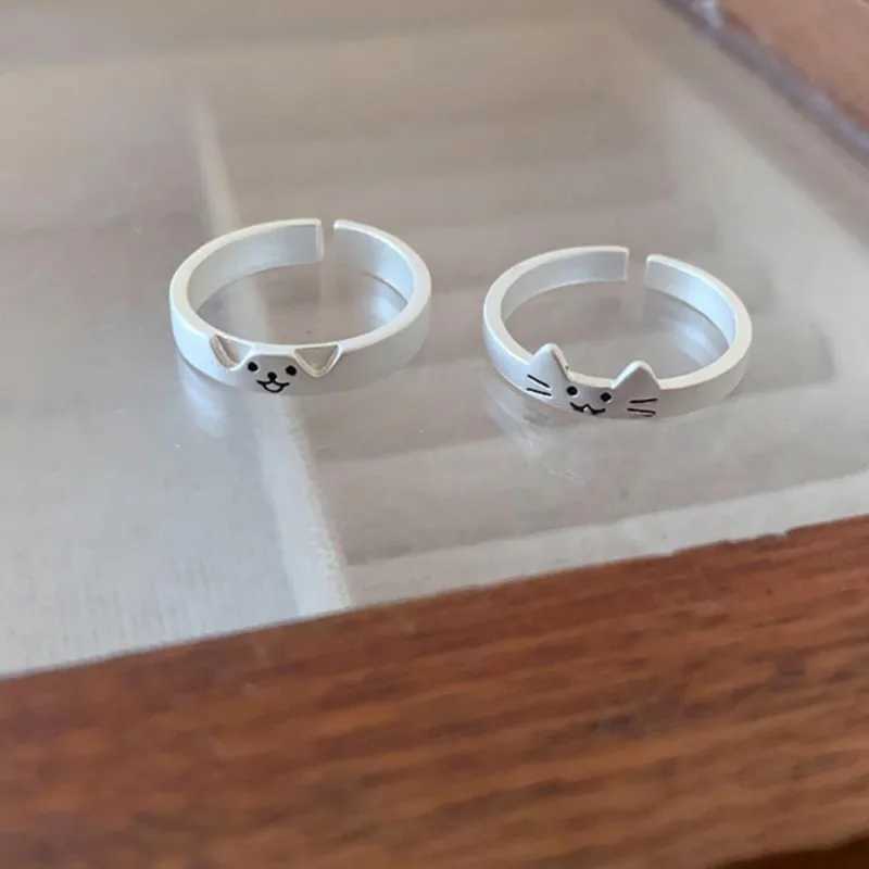 Cute Cat and Dog Animal Couple Ring for Women Men 2024 New Fashion Statement Lovers Rings Valentines Day Party Jewelry GiftsX240921