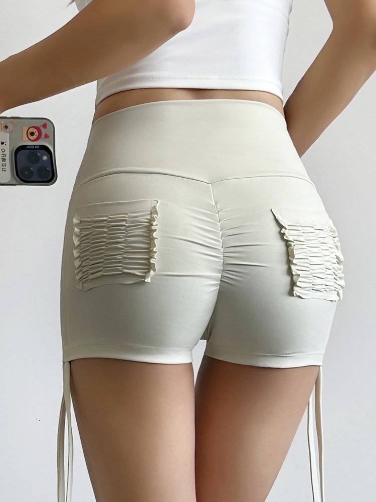 2024 New Workout Fiess Training High Waist Scrunch Butt Seamless Sports Yoga Biker Shorts With Drawstring For Women
