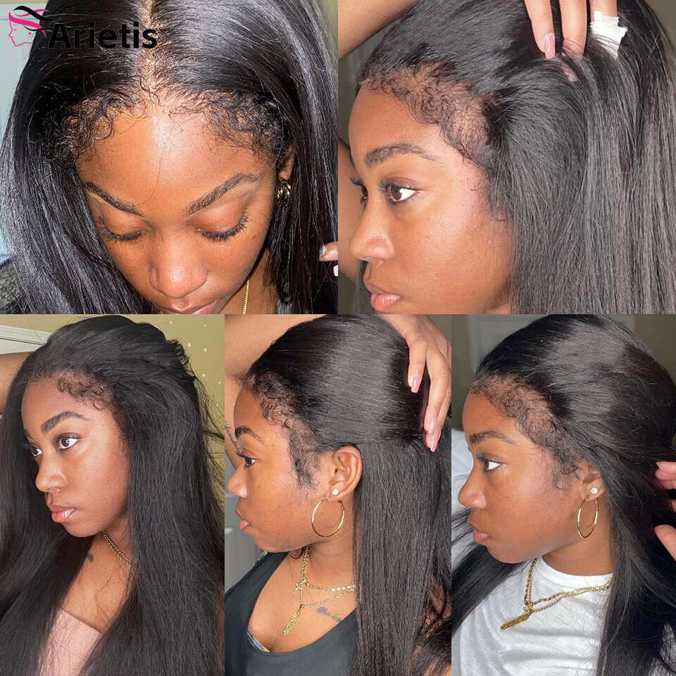 Straight 13x6/ Glueless HD Remy 30 34 Inch Transparent 13x4 4c Curly Edges Baby Hair Lace Frontal Wig
