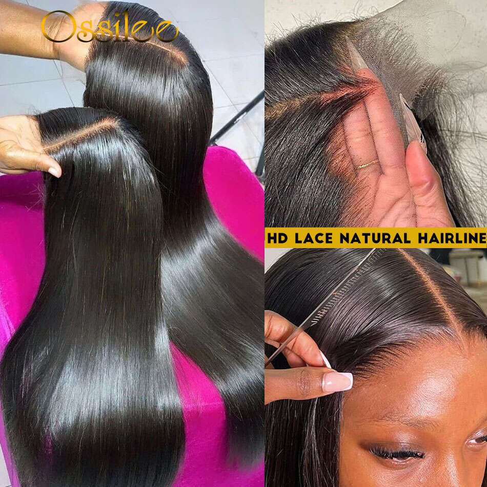 Ossilee Long 36inch Bone Straight Brazilian Human Hair 13x4/13x6 Frontal 250Density Lace Wigs for Women