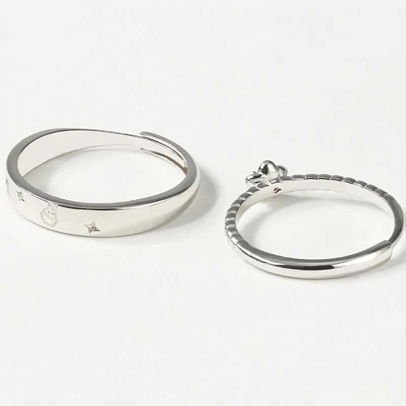 Little Prince and Rose Cartoon Couple Rings Unisex Cosplay Adjustable Opening Ring Set Jewelry Accessories GiftsX240921