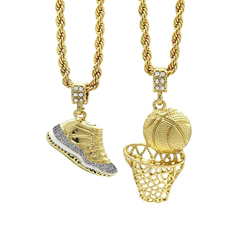 New Basketball Necklace Hip Hop Cuban Men's Accessories Vintage Necklace Free shipping