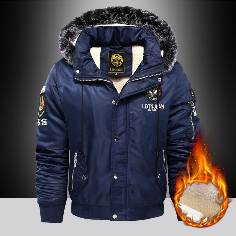 Winter New Warm Hooded Fur Collar Men's Wool Ed Jacket Coat Fashion Casual Top Jackets For Men