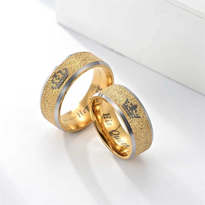 New Simple and Fashionable Pair Ring Her King His Queen Titanium Steel Couple RingX240921