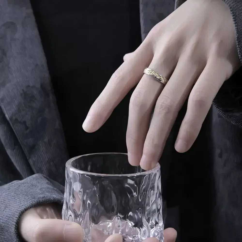 New Popular Gilding Men Ring Black Fashion Advanced Adjustable Ring For Trend Couple JewelryX240921