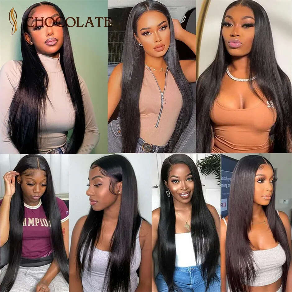 32 Inch Mongolian 4x4 HD Pre Bleached Knots For Women Straight 13x4 Lace Front Human Hair Wigs