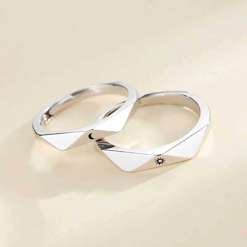 2 Pcs Sun Moon Lover Couple Rings Simple Opening Ring For Couple Men Women Wedding Engagement Promise Valentines Day JewelryX240921