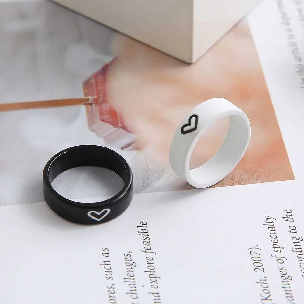 2pcs Of Rings Simple Couple Ring Male And Female Ring Combination Inswind Network Celebrity Love Valentines Day GiftX240921