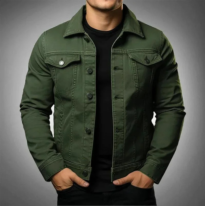 Mens fashionable casual jacket washed denim top autumn loose large mens 240921