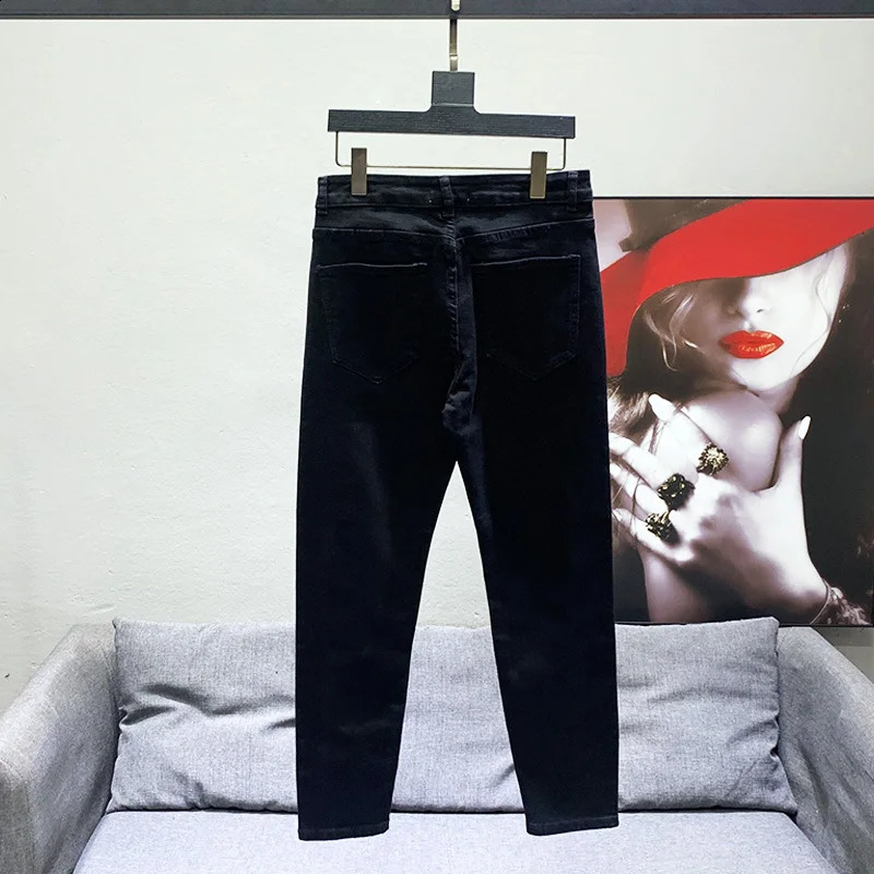 PFHQ Mens Advanced Denim Pencil Pants Fashion High Street Diamond Slim Versatile Darkwear Leisure Autumn Jeans 21Z2253 240921 - view 3