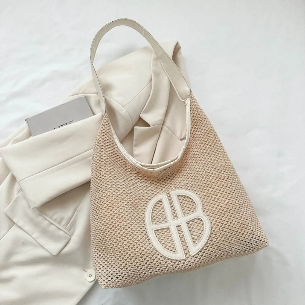 Large Capacity Retro Straw Bag Woven Beach Bag TLXT Trendy Lady Designer Shoulder Bag Underarm Bag Daily Shopping Bag Totes