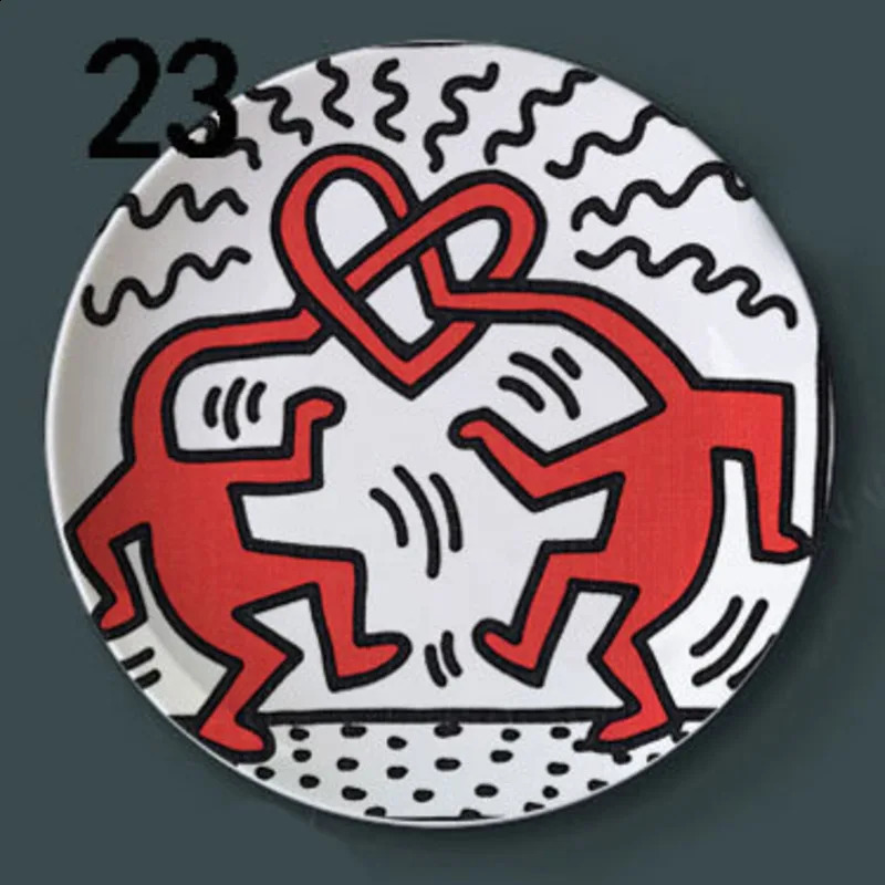 Funny Graffiti Wall Hanging Plate Graffiti Painting Decorative Plate Street Culture Plate Desktop Ornaments Entrance Home Decor 240920