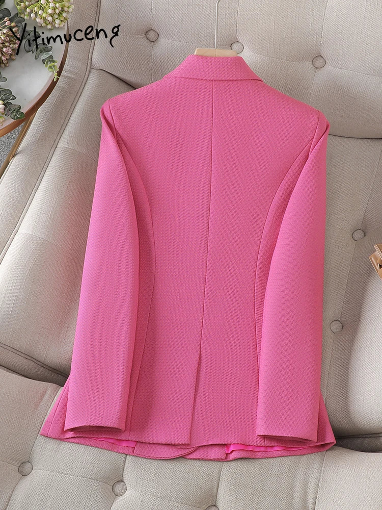Yitimuceng Elegant Solid Blazer for Women Korean Fashion Long Sleeve Slim Jackets Office Ladies Casual Chic Y2k Coats 240918