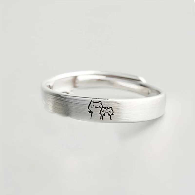 2Pcs Couple Rings Cute Kitten Adjustable Ring Fashion Simple Cat Jewelry Christmas Gift 2023 New In Trendy Simple AccessoriesX240921