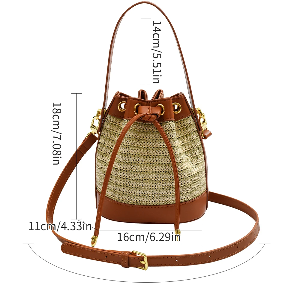 Hand Woven Bucket Bag Environmentally Friendly Material TLXT Casual Fashion Handbag Designer Shoulder Bag Suitable for The Seaside