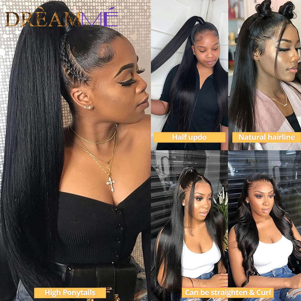 Invisible Strap Glueless Transparent Frontal Straight 360 Full Human Hair Wigs Wear and Go Per Cut Lace Remy