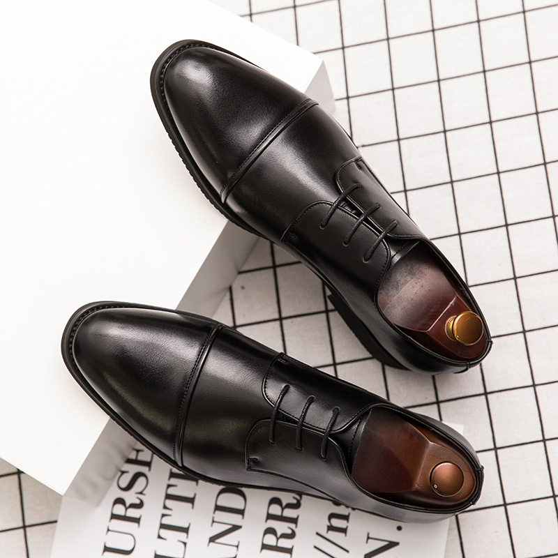 Classic Italian Style Mens Derby Formal Career Office Leather Pointy Toe Handmade Business Wedding Dress Shoes Men