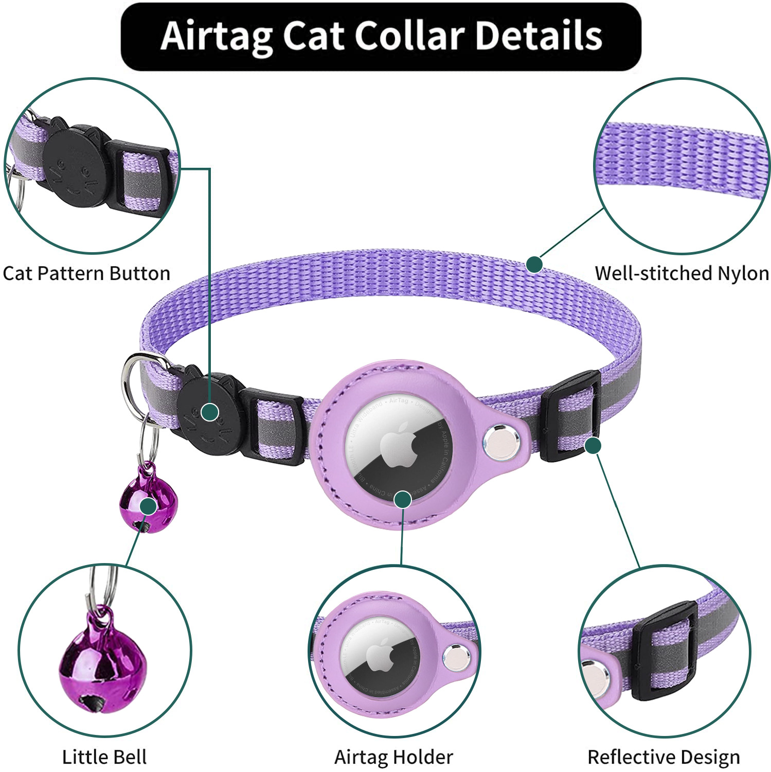 halloween Suitable for pet Airtag tracker protective case anti-loss pet locator collar Cat reflective bell collar