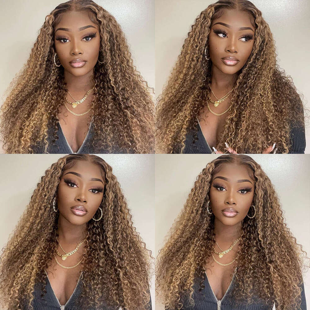 Highlight Glueless Wig Human Hair Ready To Wear Preplucked Curly Deep Wave Ombre Colored 13x6 HD Lace Frontal Wigs For Women 250